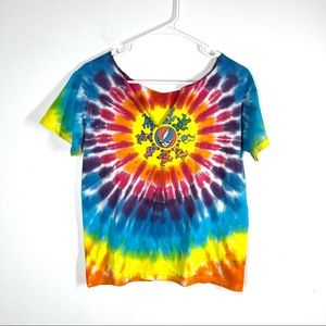 GRATEFUL DEAD Vintage Retro Style Cut Neck Tie Dye Band Tee Small Bears